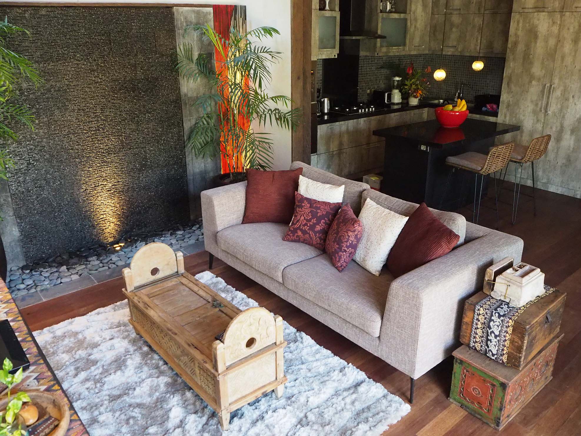 Pronoia villa living and kitchen area