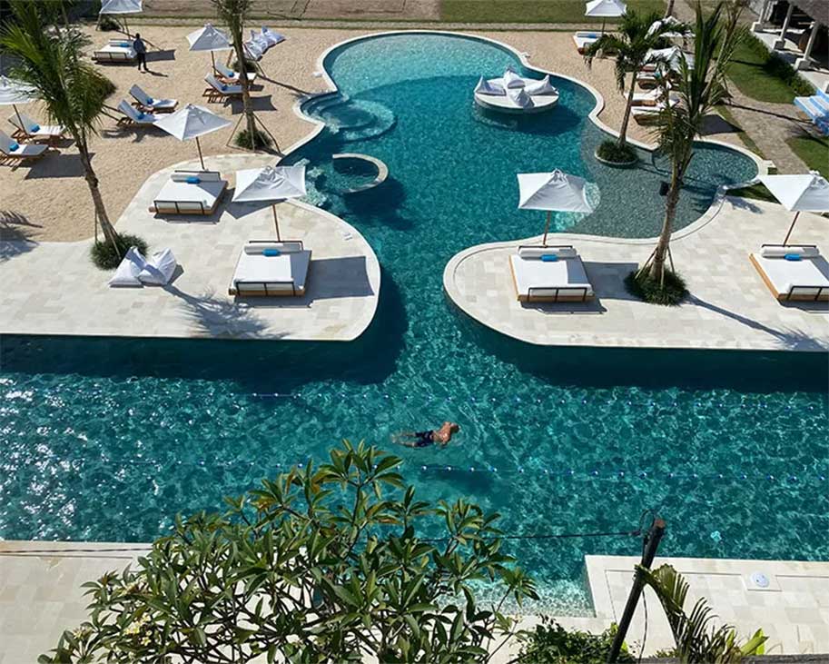 Aerial view of the swimming pool at Pronoia
