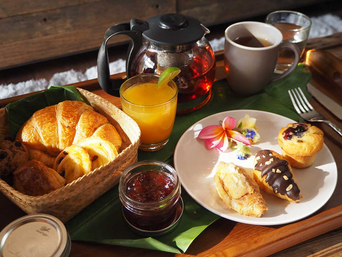 Breakfast served in the villa dining area