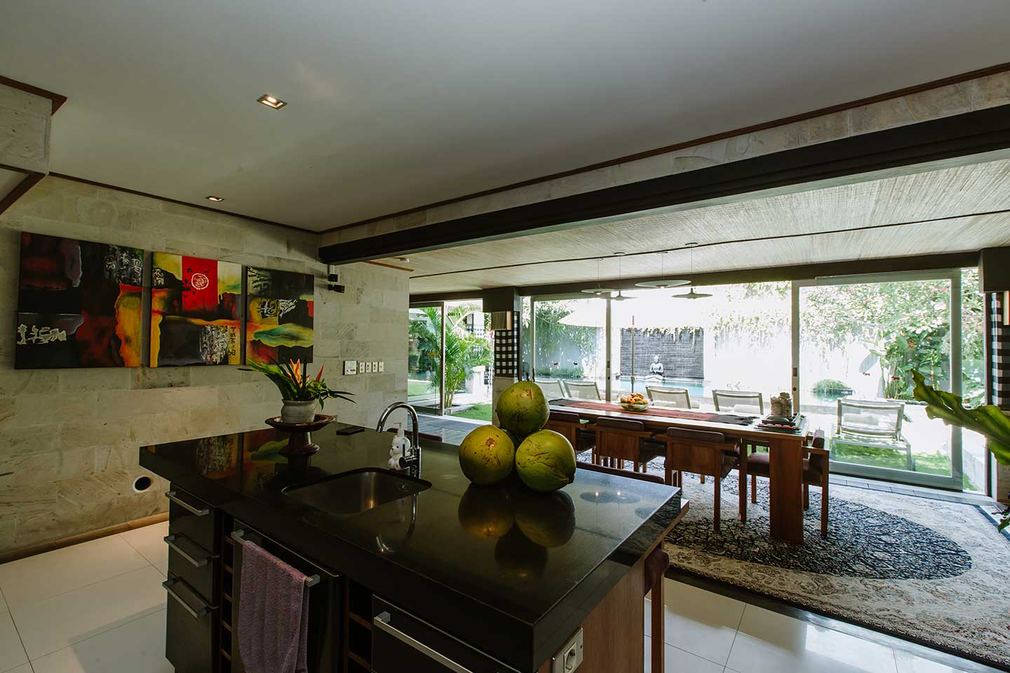 Open-plan living and dining area