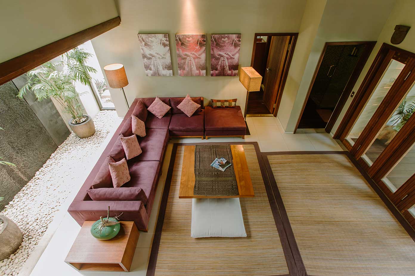 Elevated view of the villa living room